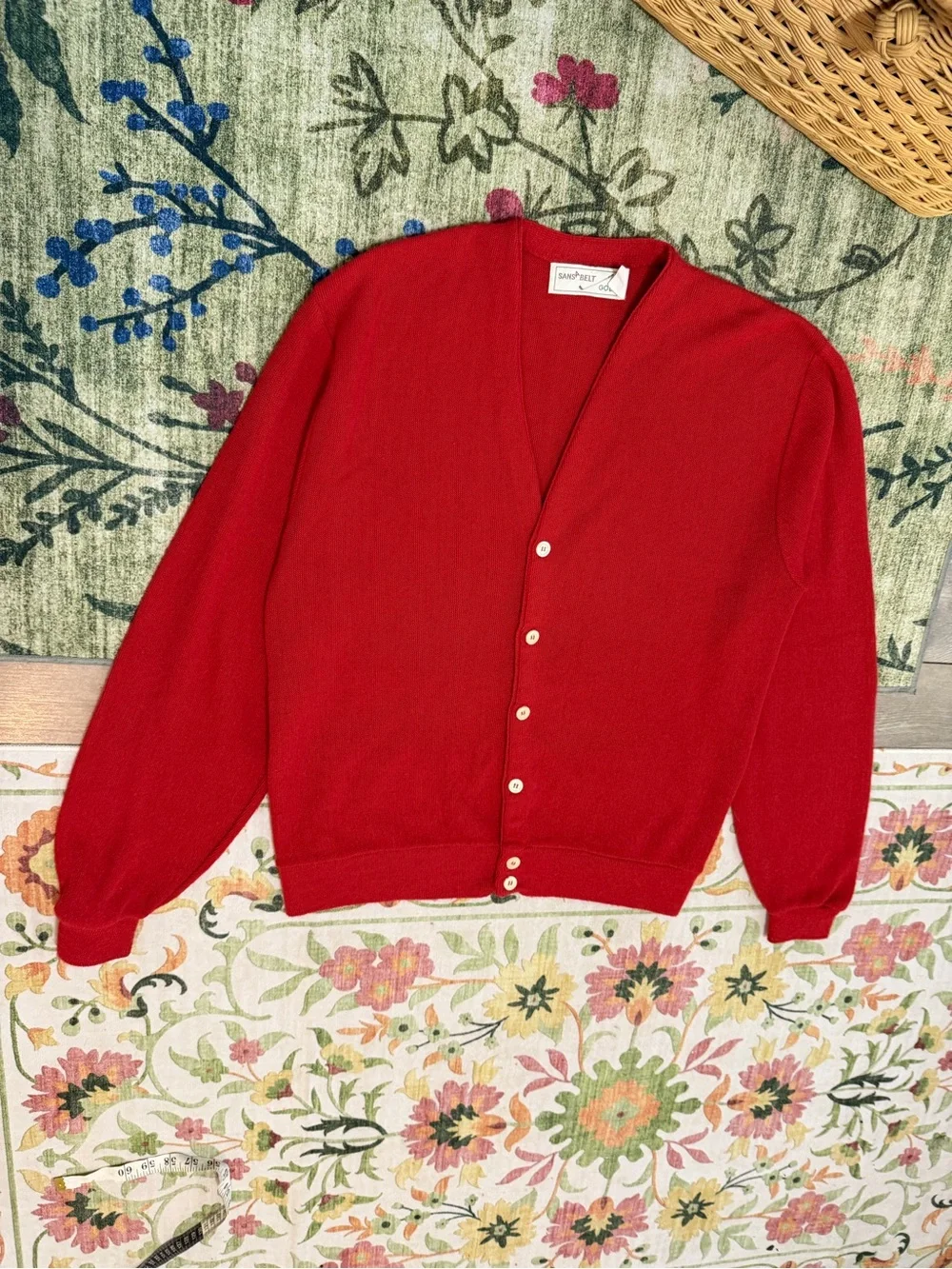 Vintage 90s Sansabelt Golf Red Button Cardigan Sweater Sz XL Tall Classic Preppy
